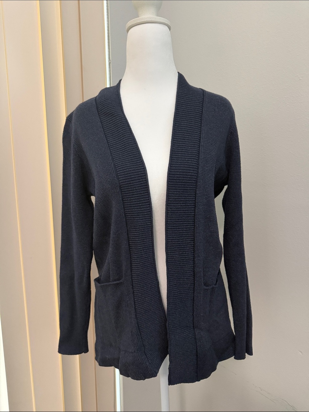 Pink Clover Navy Open Cardigan